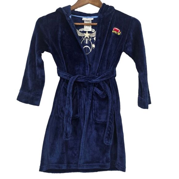 Komar Kids Boys Plush Fleece Robe Navy Blue Sports Champ Size XS 5 6 - Picture 2 of 9